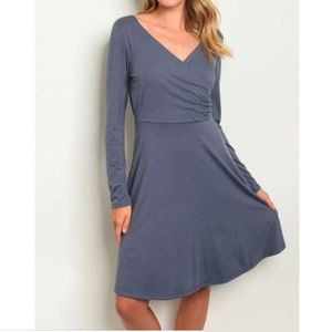 Gilli Blue Faux Wrap Dress ALL ITEMS NEW FROM CLOSED BOUTIQUE #8548